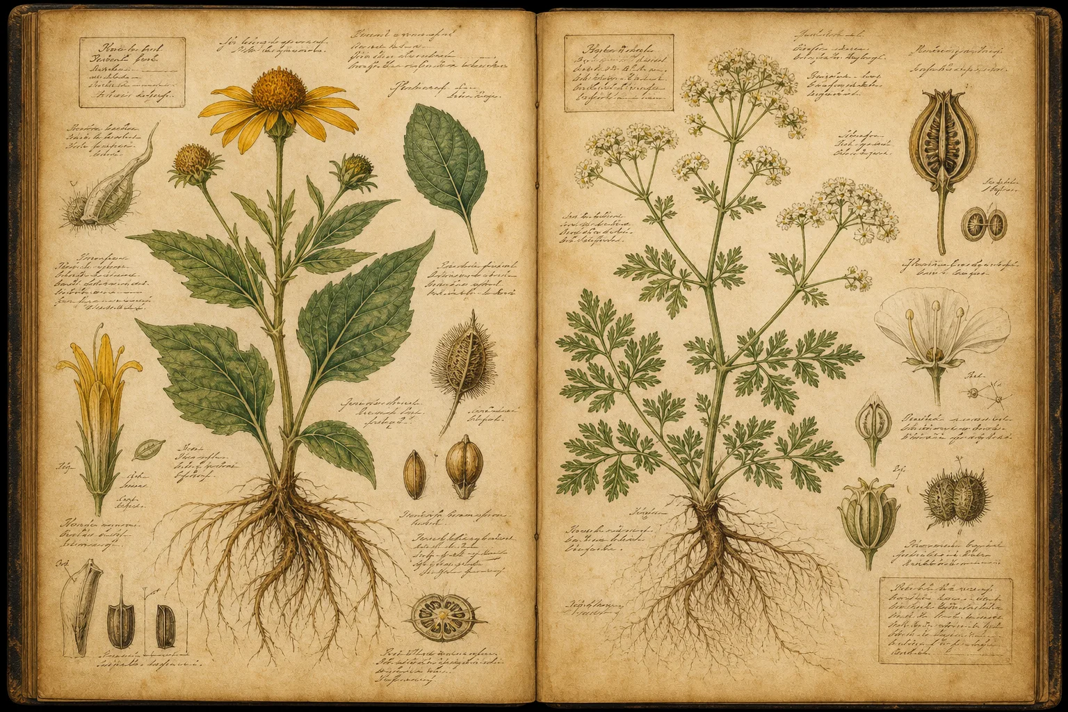 Antique botanical field guide