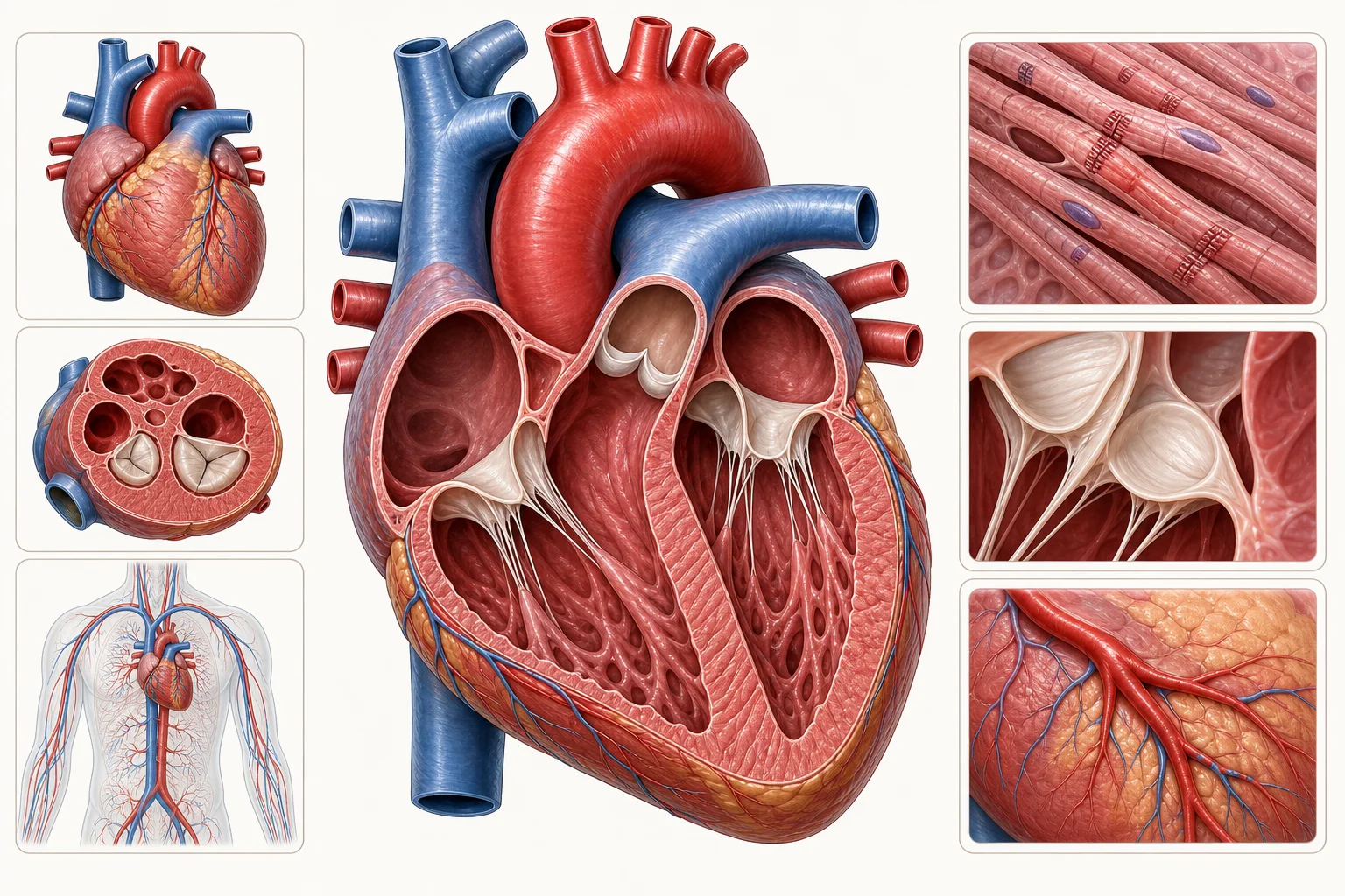 Modern human heart anatomy illustration